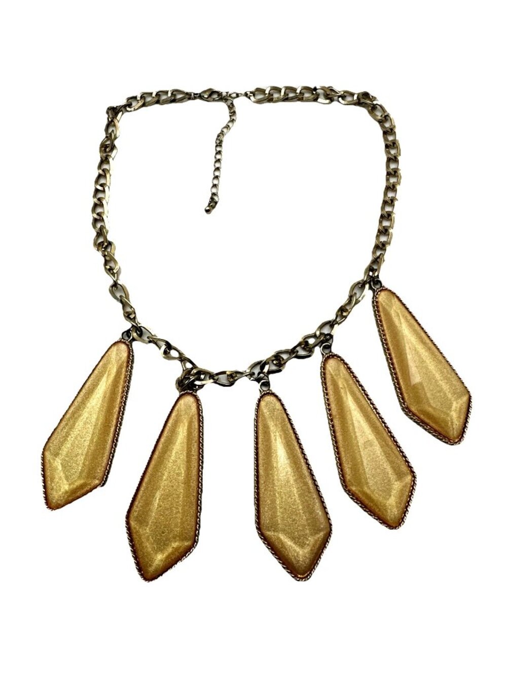 Gold Bead Bib Necklace Shimmer Gold Tone Vintage Dramatic Statement Maximalist